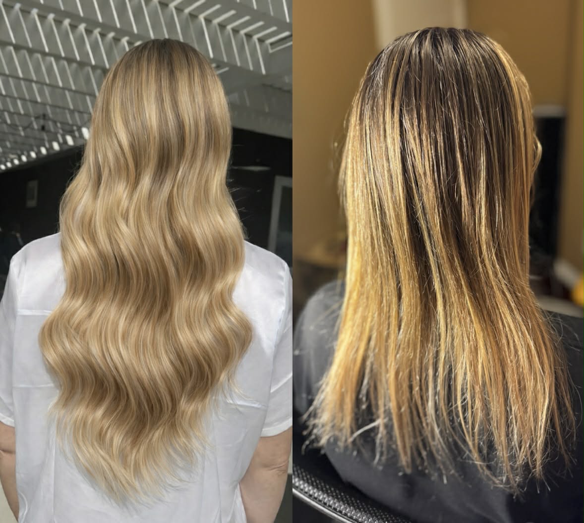 Hair extension before and after Studio Mane Coeur d'Alene